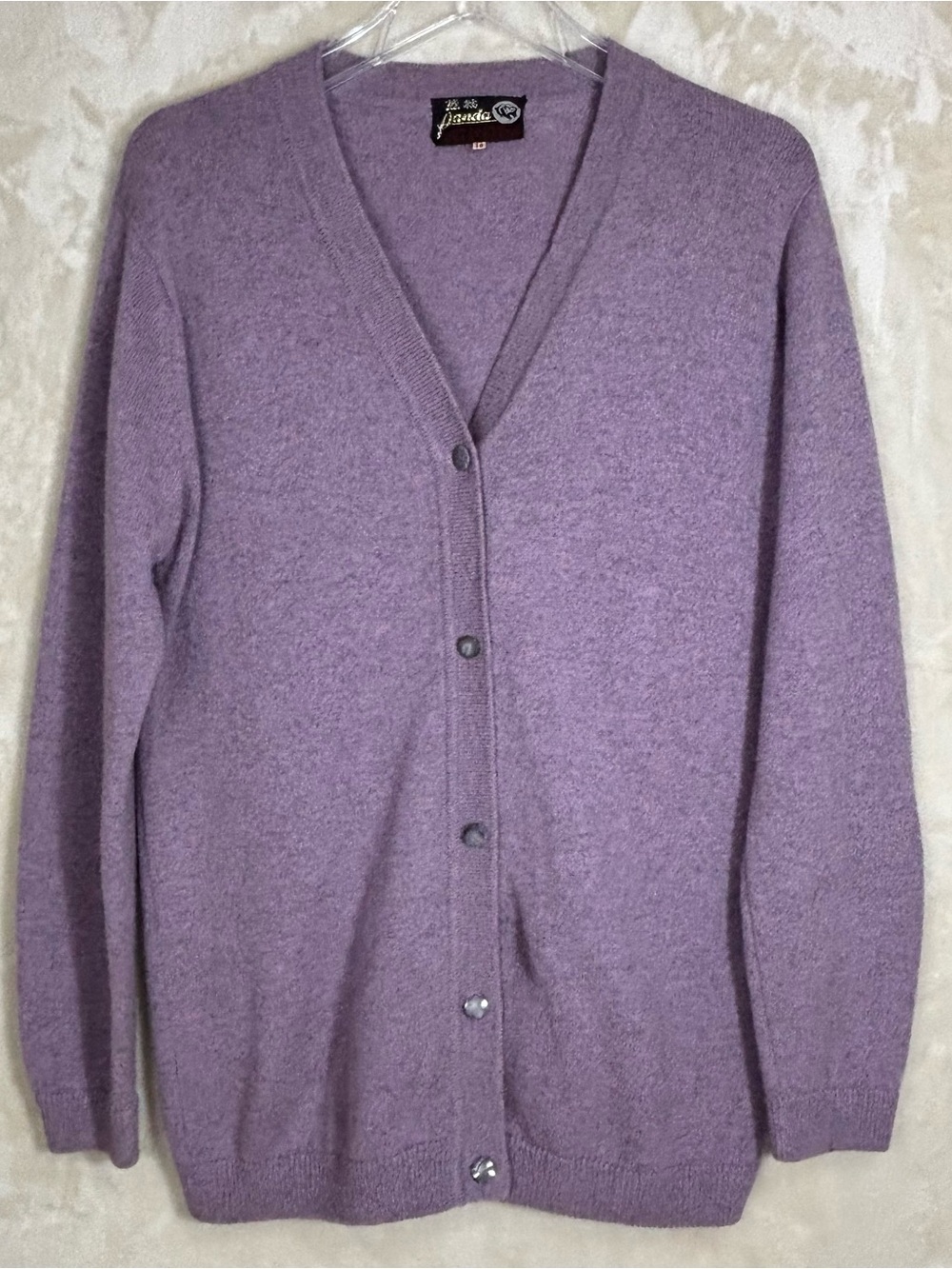Vintage Panda 100% Cashmere Women’s Lavender V-Neck Button-Front Cardigan Size M